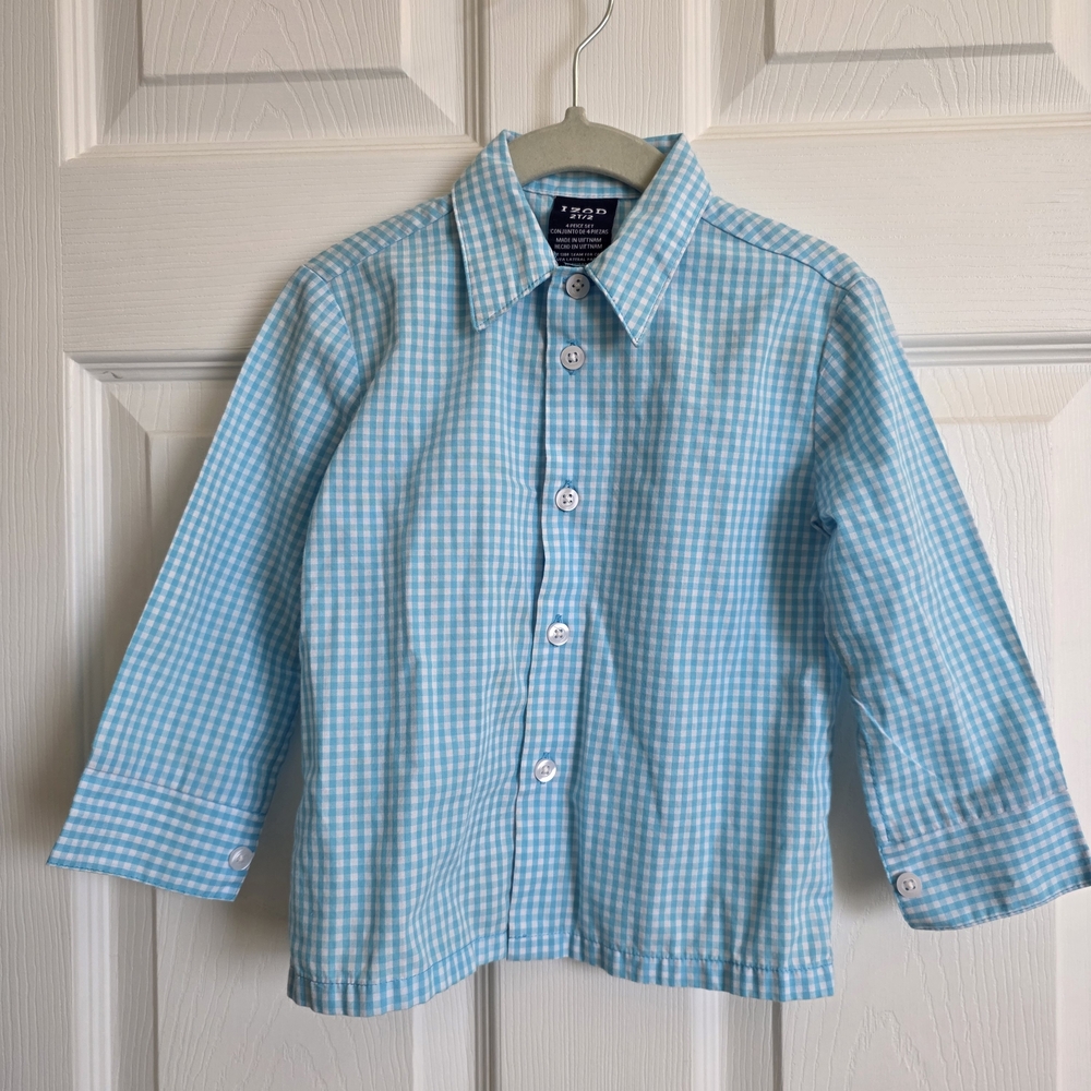 Izod Boys' Aqua Gingham Button-Down Shirt